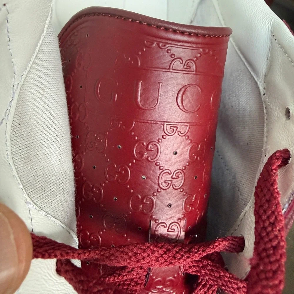 GUCCI 832461‎ Men's Canvas Red GG Re-Motion sneaker, Size UK 9